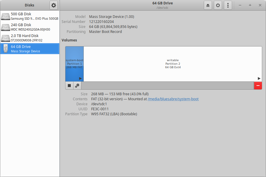 Select the SD card in the  sidebar.