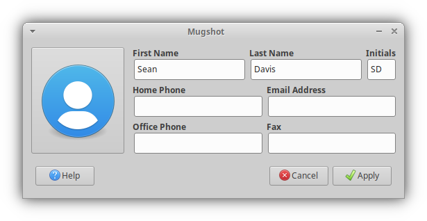A screenshot of the Mugshot application window.