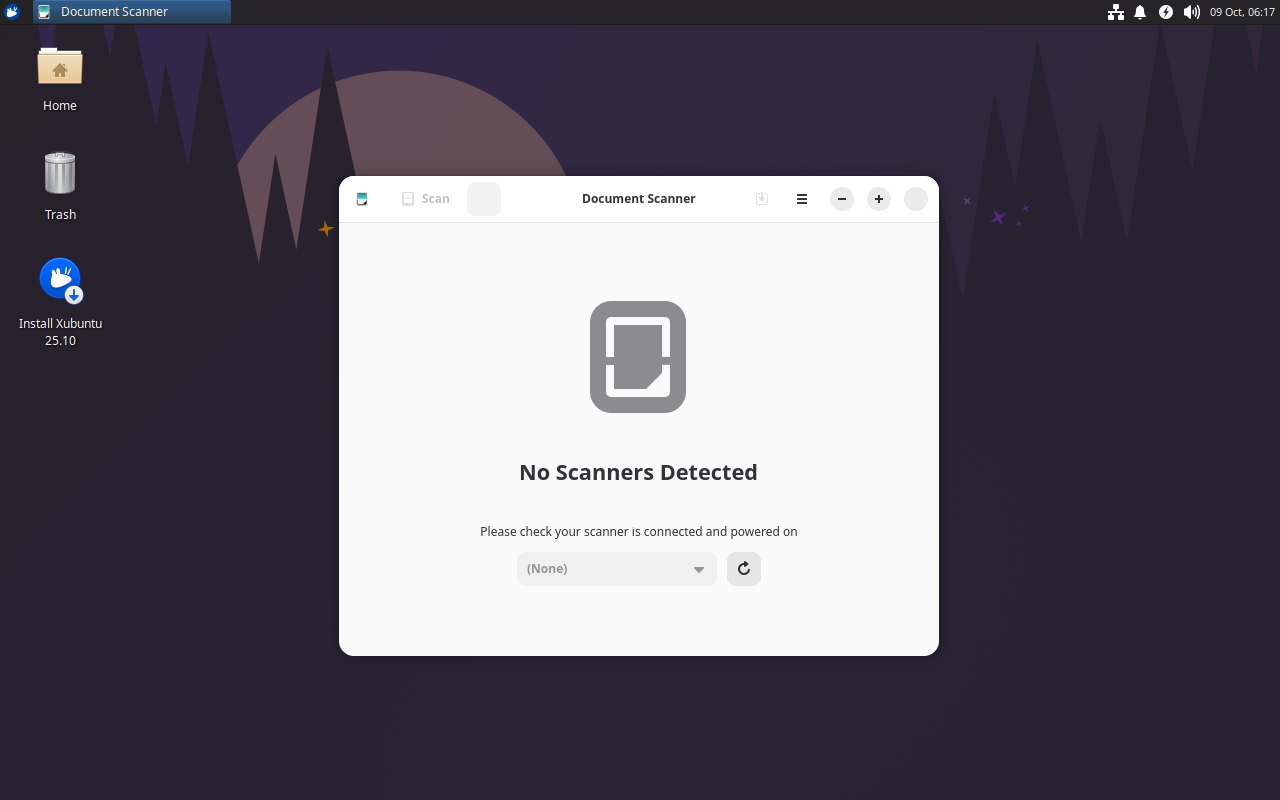 The Document Scanner app is pictured. There is an empty box indicating the Scan Options menu.