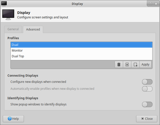 Under the Advanced tab, you'll discover the brand new display profiles.
