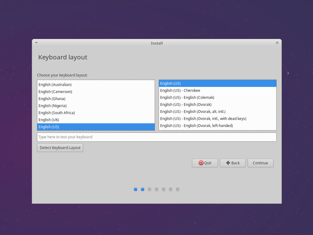 Select your keyboard layout.