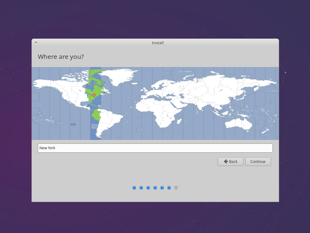 While Xubuntu installs, you can now enter your timezone.